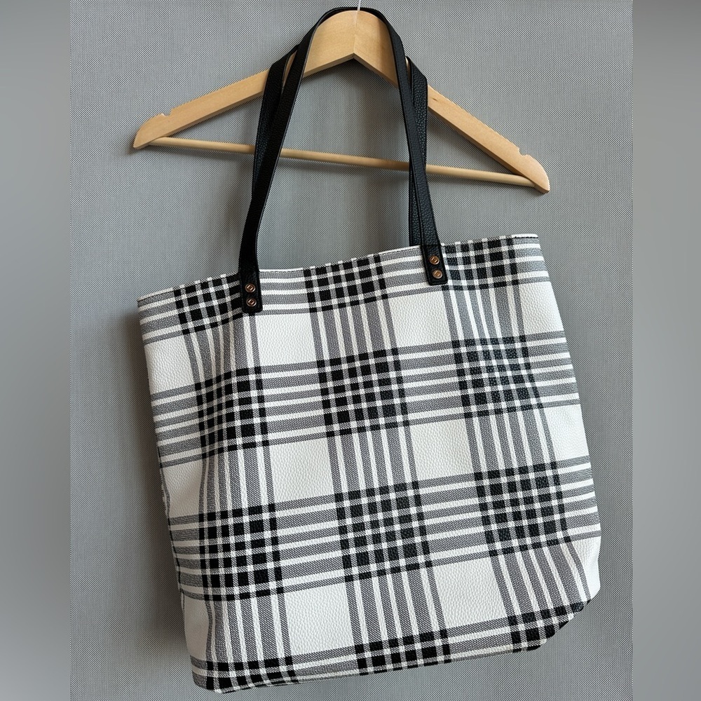 Thirty-One | Buffalo Check Plaid Large Tote Bag | Faux Leather Shoulder Bag